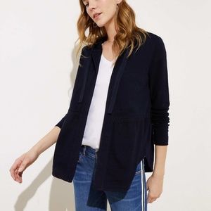 LOFT Navy Peplum Open Hoodie